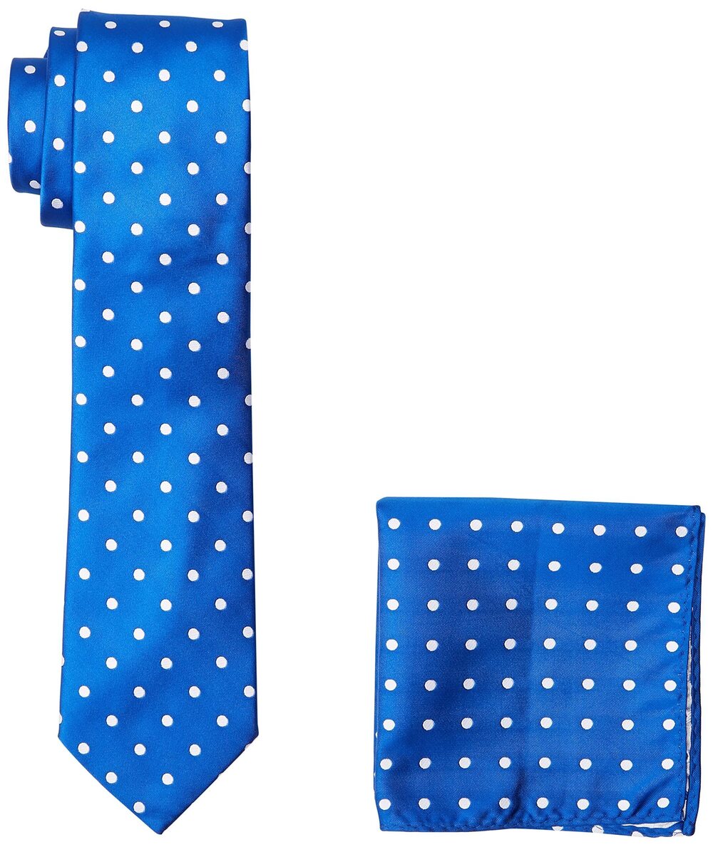 2180 Satin Dot Tie Set, Royal, One Size